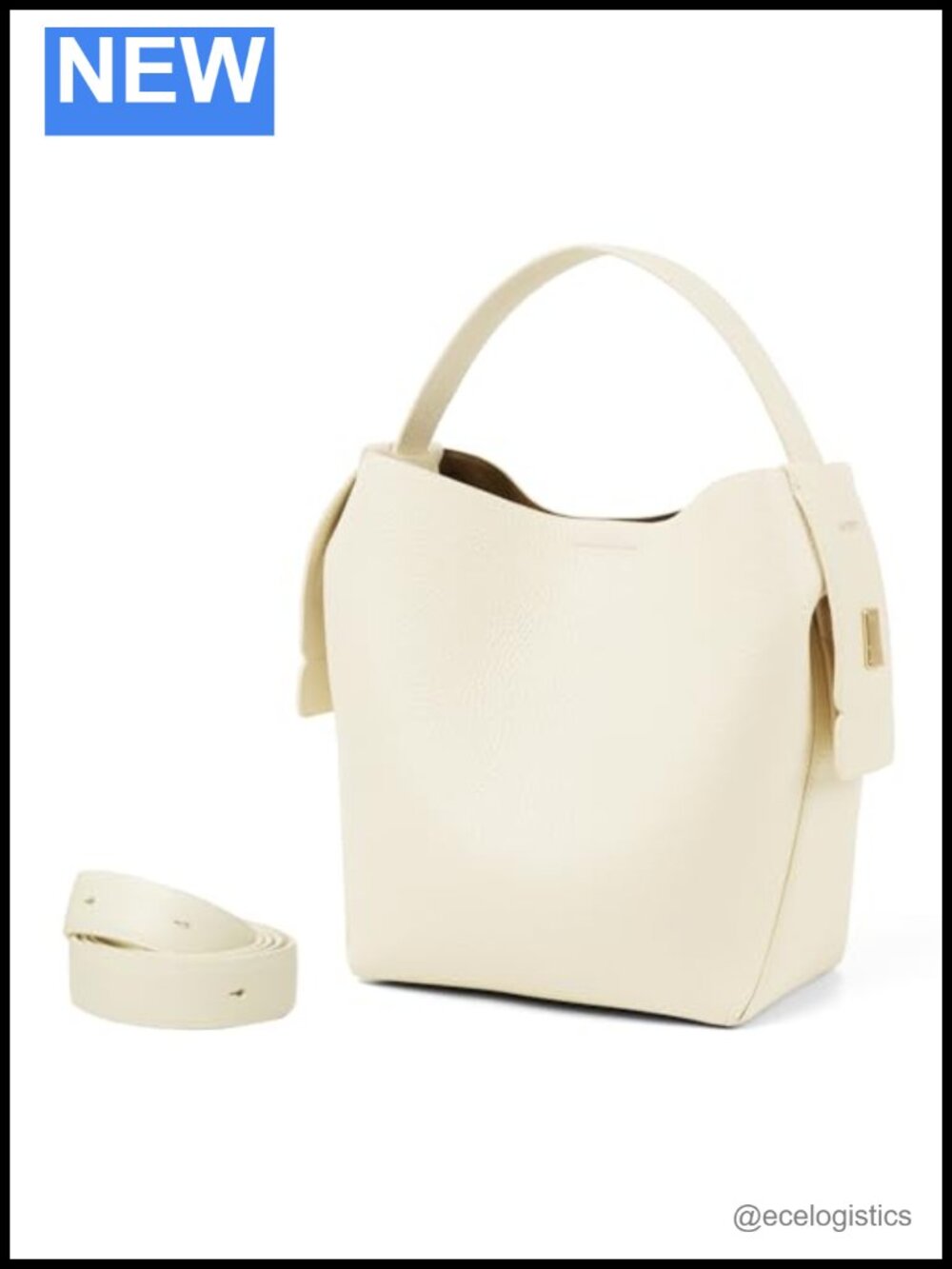 Leather Cowhide Bucket Shoulder Handbag - Adjustable Strap Purse for Women